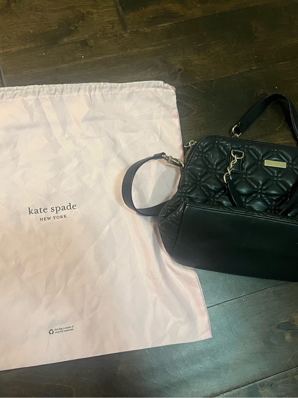 kate spade Black Quilted Crossbody with Gold Hardware and dust bag - Picture 9 of 11